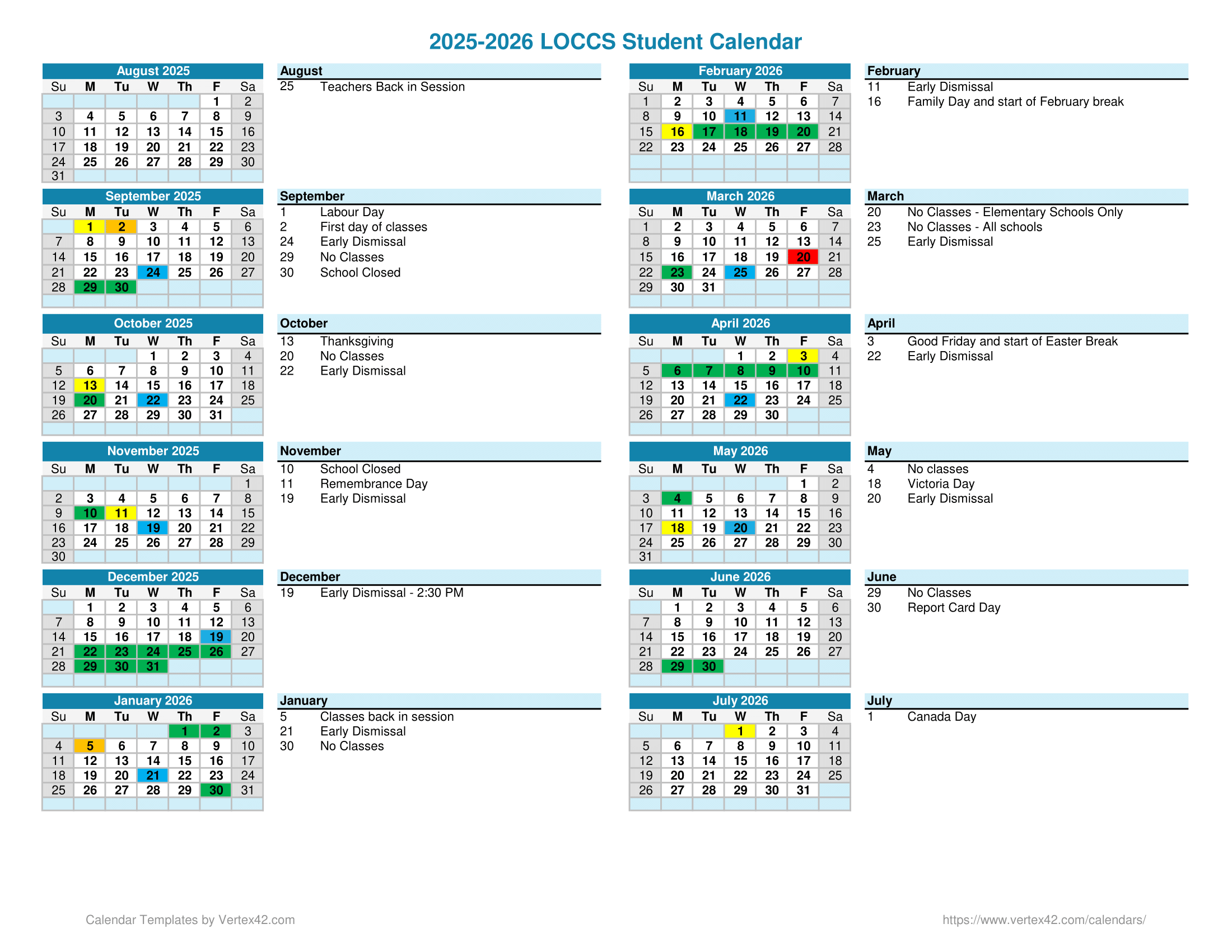 2025/2026 School Year Calendar