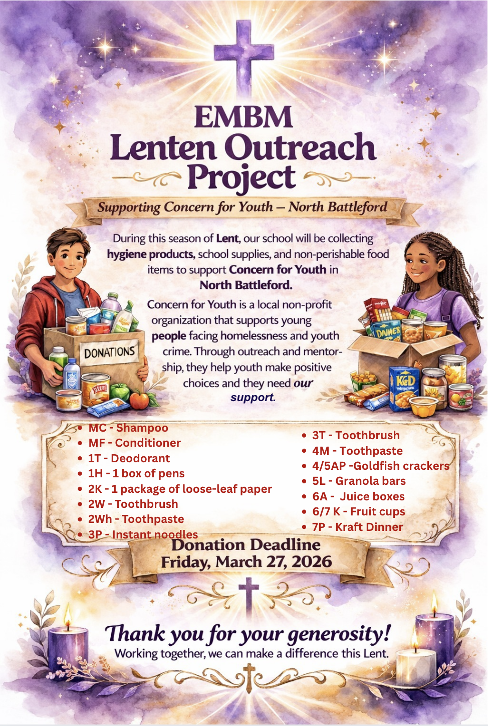EMBM Lenten Outreach Project