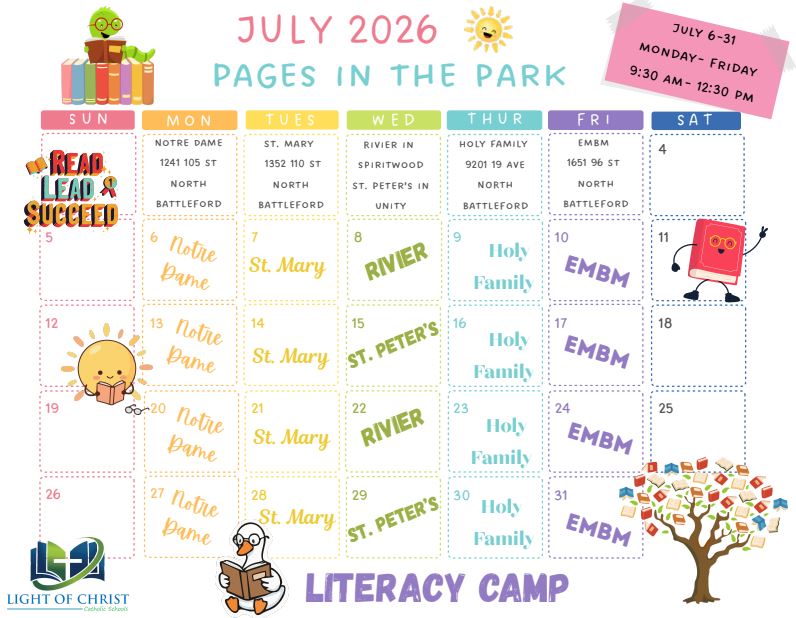 LOCCS Literacy Camp Calendar - July 2026