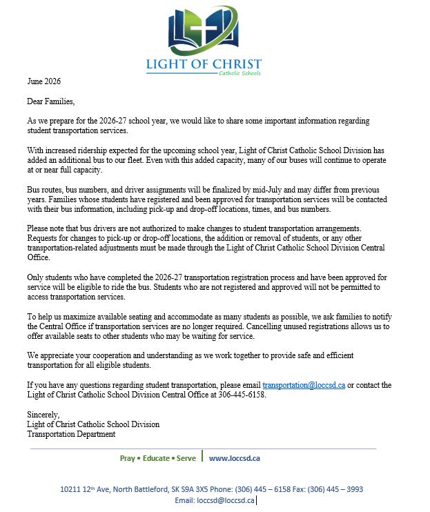 🚍 LOCCS bus service letter-for City of NB riders