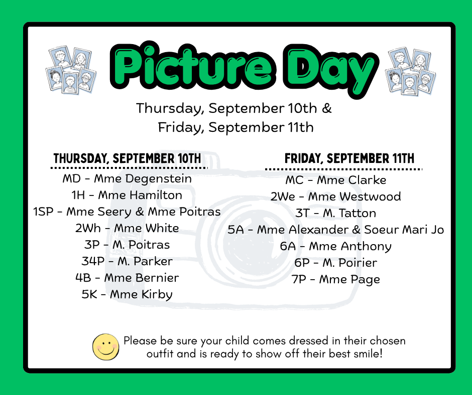 📸 SCHOOL PHOTOS - please see day schedule 