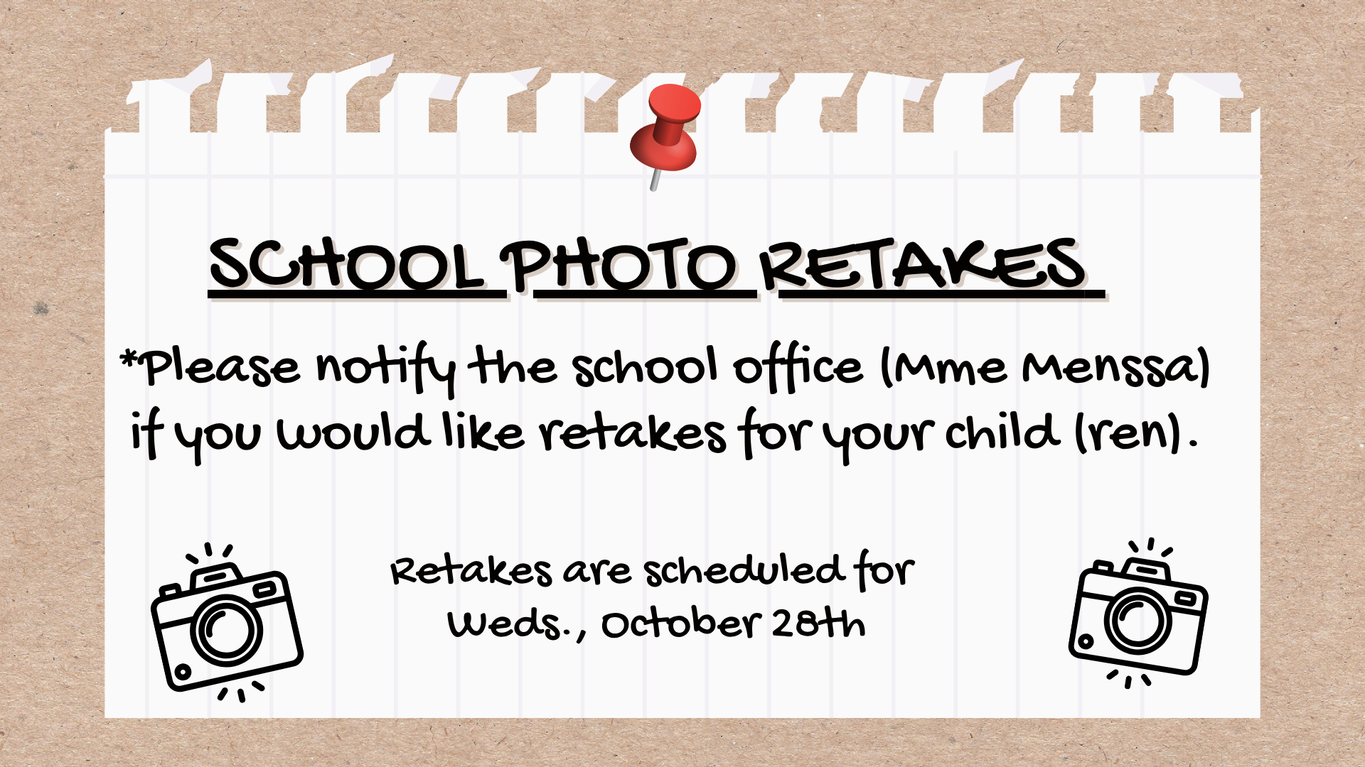 📸School Photo Retakes - October 28th